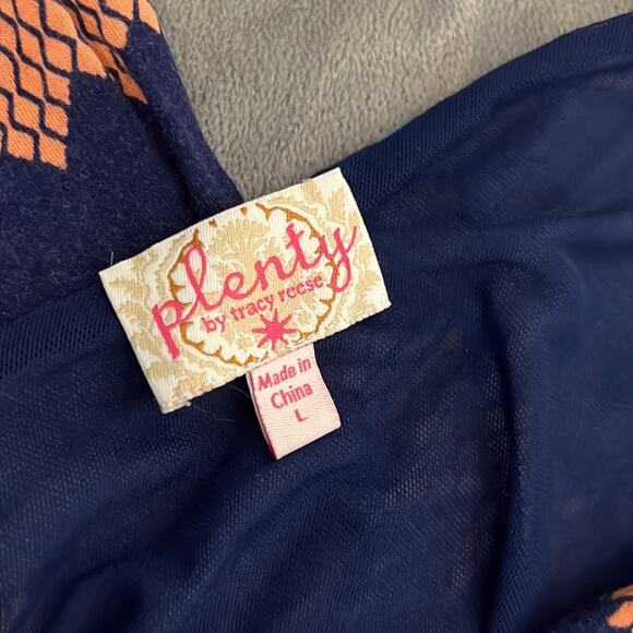 Plenty Tracy Reese Size L Print Knit Surplice Dress Woman Full Skirt Sleeveless - Picture 4 of 9